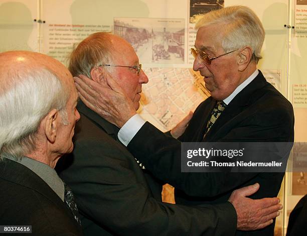 Dettmar Cramer , Rudi Michael and Uwe Seeler are seen in front of the gala of German football legends at the Konzerthaus on March 25, 2007 in...