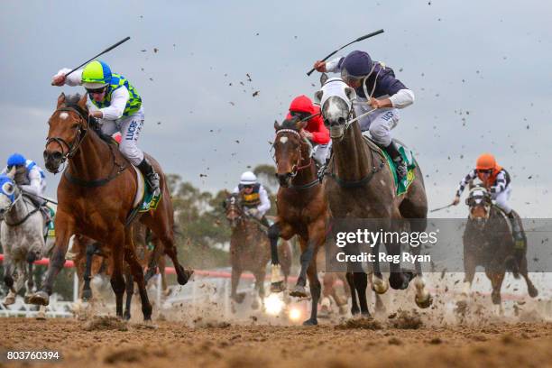 Arohata ridden by Luke Nolen wins the Briseis Cup Winter Challenge Synthetic Stayers Series Heat 1 at Geelong Synthetic Racecourse on June 30, 2017...