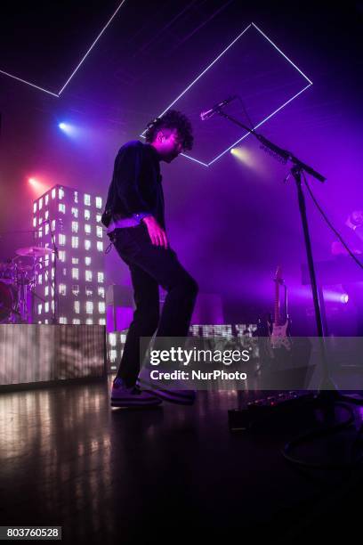 Matthew Healy of the english rock band The 1975 pictured on stage as they perform at Fabrique in Milan, Italy, on 29 June 2017. The 1975 announced...