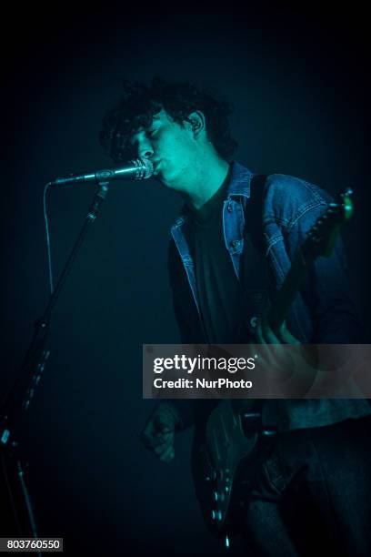 Matthew Healy of the english rock band The 1975 pictured on stage as they perform at Fabrique in Milan, Italy, on 29 June 2017. The 1975 announced...