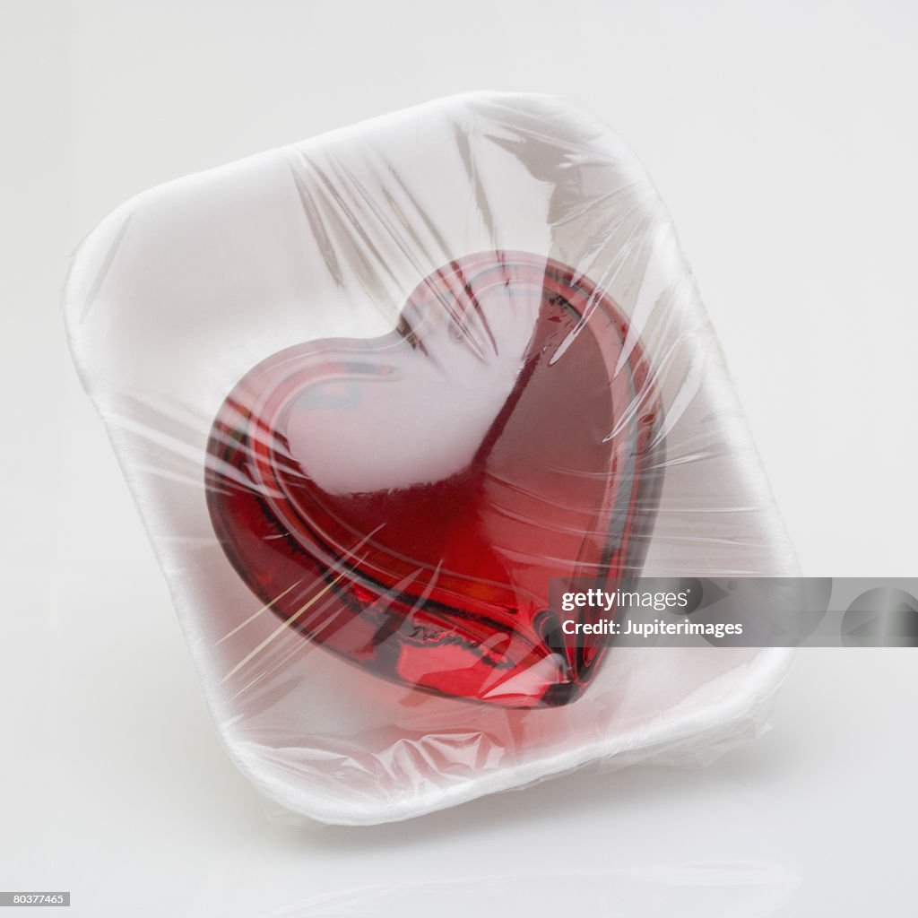 Heart wrapped with cellophane