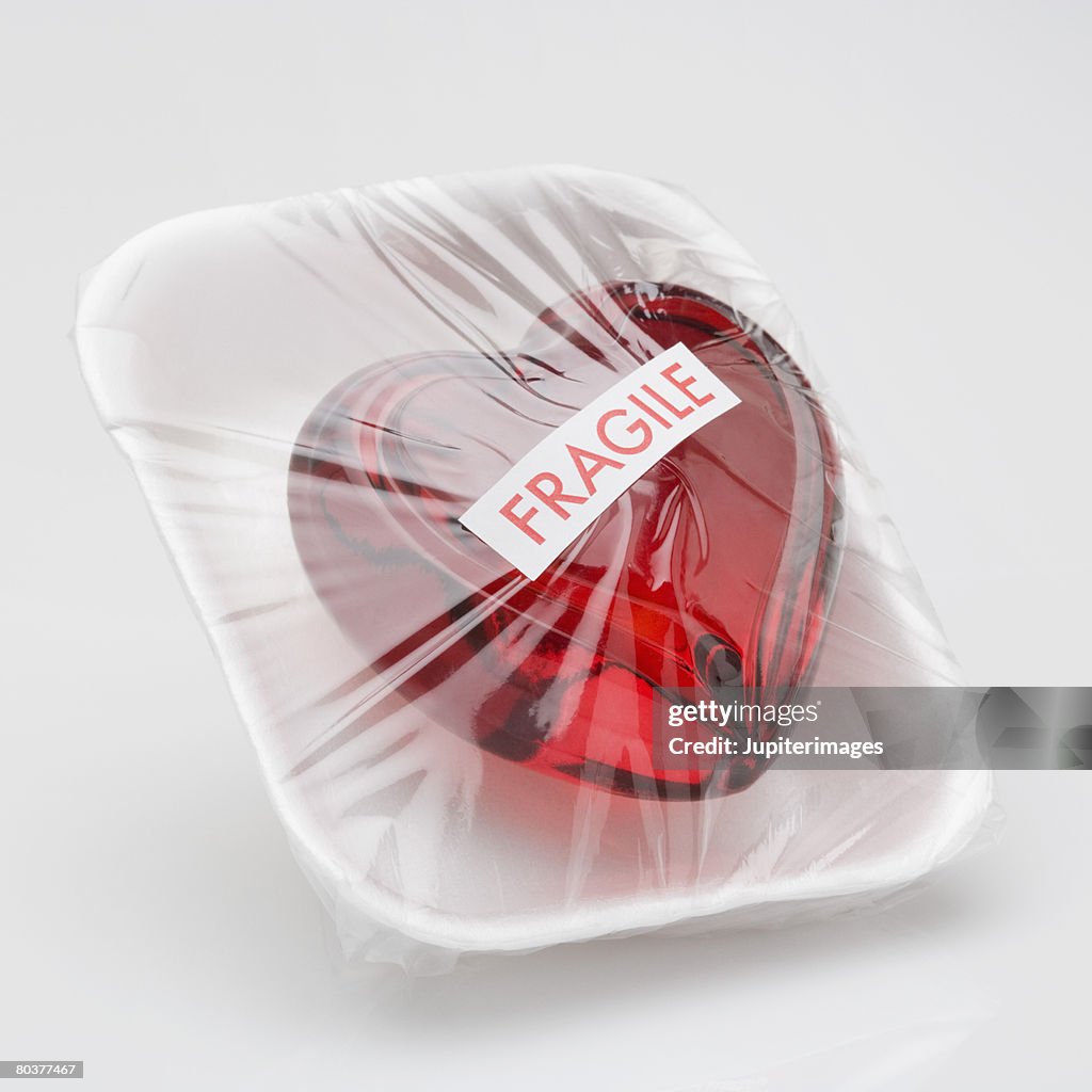Heart wrapped with cellophane