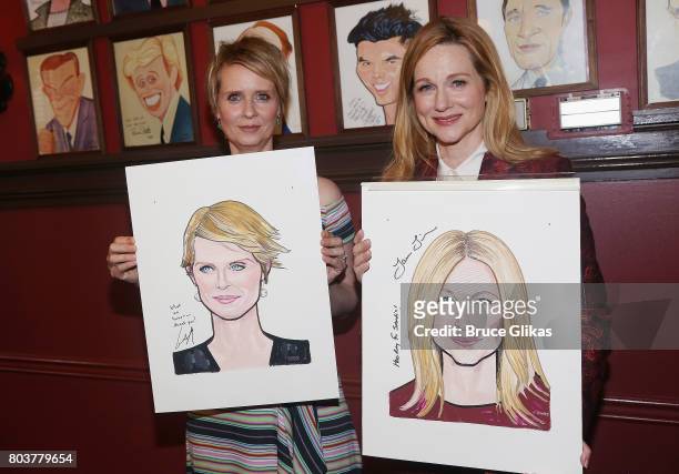 Cynthia Nixon and Laura Linney get honored for their performances in "Lillian Hellman's The Little Foxes" on Broadway with caricature portraits at...