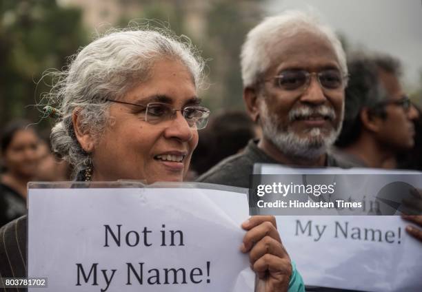 Many citizens and celebrities hit the street in support of the campaign 'Not In My Name' against lynching of a Muslim teenager Junaid, at Carter...