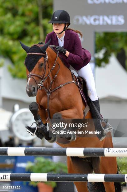 Mathilde Pinault of France and Lotta compete on day 1 in the 4th Longines Paris Eiffel Jumping competiton on June 30, 2017 in Paris, France.