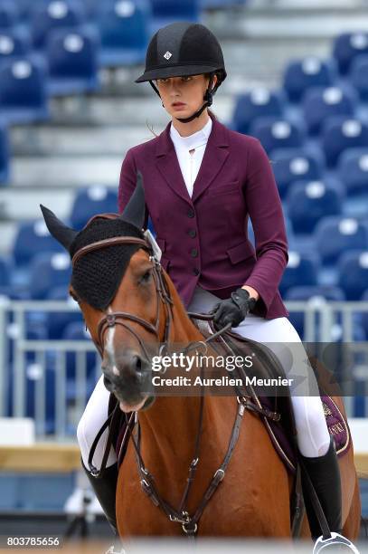 Mathilde Pinault of France and Lotta compete on day 1 in the 4th Longines Paris Eiffel Jumping competiton on June 30, 2017 in Paris, France.