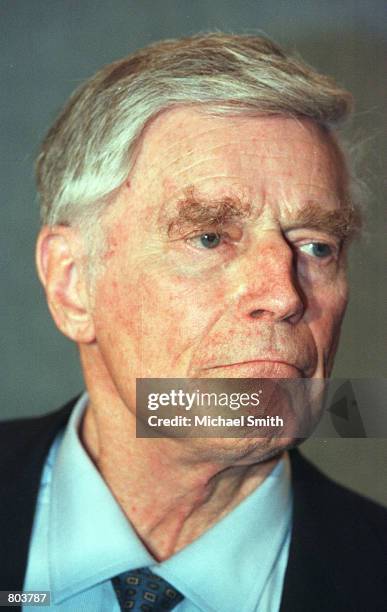 Actor and President of the National Rifle Association, Charlton Heston, answers questions from the media during a book signing, September 8, 2000 in...