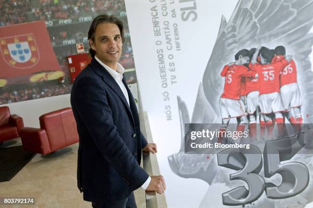 Nuno Gomes, general manager of Sport Lisboa e Benfica's 'Caixa Futebal' youth training campus, poses for a photograph following an interview in the...