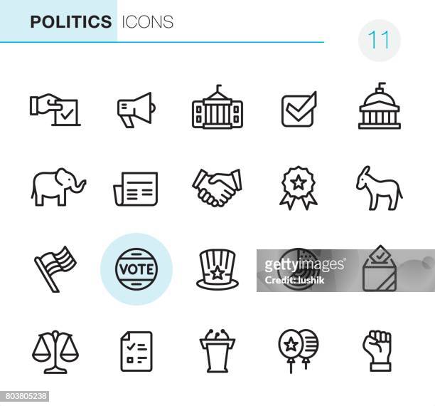 ilustraciones, imágenes clip art, dibujos animados e iconos de stock de elecciones y política - los iconos pixel perfect - voting ballot