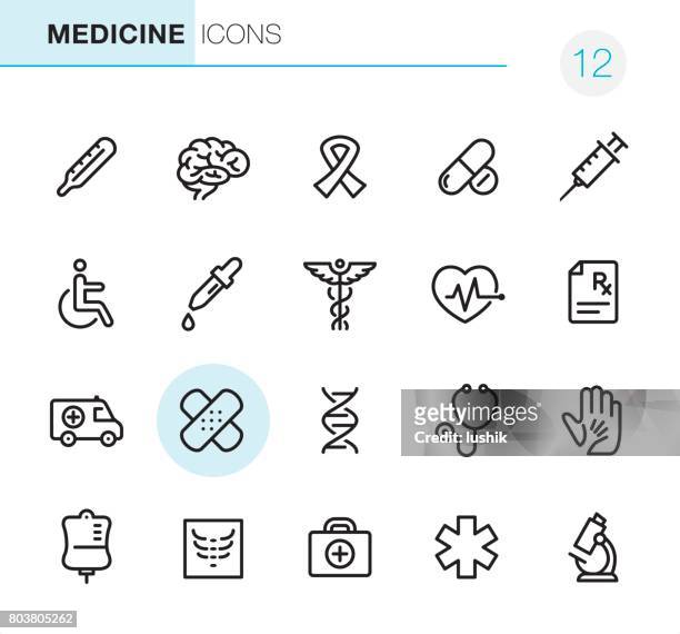 illustrazioni stock, clip art, cartoni animati e icone di tendenza di sanità e medicina - pixel icone perfette - siringa