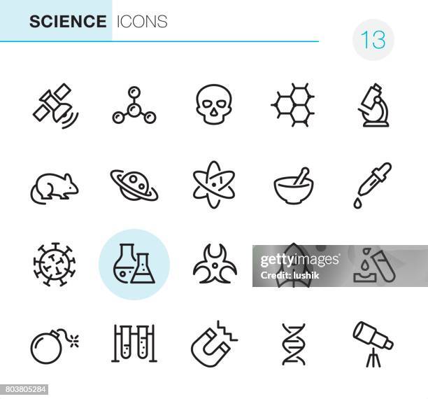 wissenschaft und bildung - perfect pixel icons - reagenzglas stock-grafiken, -clipart, -cartoons und -symbole