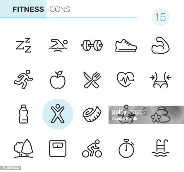 fitness und sport - perfect pixel icons - gymnastics stock-grafiken, -clipart, -cartoons und -symbole
