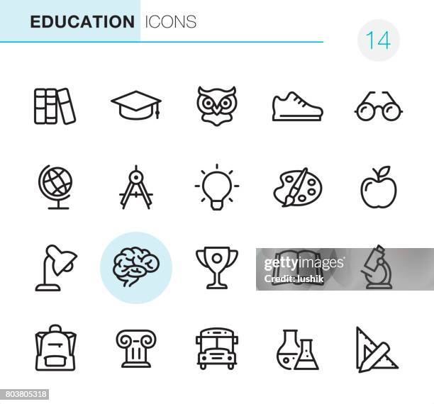 bildung - pixel perfect icons - akademisches lernen stock-grafiken, -clipart, -cartoons und -symbole