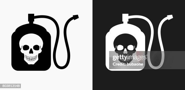 terminator chemicals icon on black and white vector backgrounds - storage container white background stock illustrations