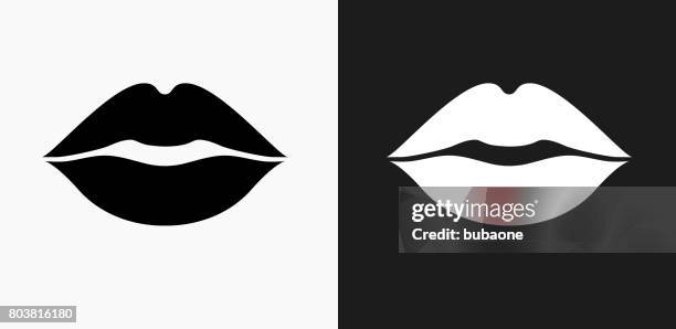 stockillustraties, clipart, cartoons en iconen met lippen pictogram op zwart-wit vector achtergronden - lips