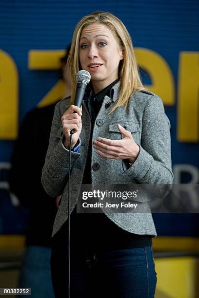 Chelsea Clinton, daughter of Sen. Hillary Clinton , speaks and answers questions about her mother's presidential campaign at the Campus Center at...