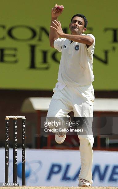 March 2008, Anil Kumble bowling during the 1st test match between India and South Africa held at MA Chidambaram Stadium in Chennai, India. Photo by...