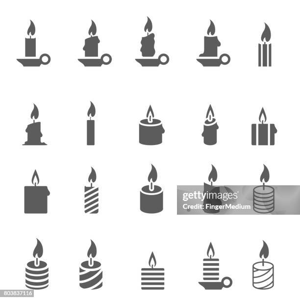 candles icon set - vector candle stock illustrations