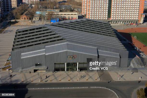 General view of the China Agricultural University Gymnasium, the venue for the Wrestling event during the 2008 Beijing Olympic Games, in Beijing,...