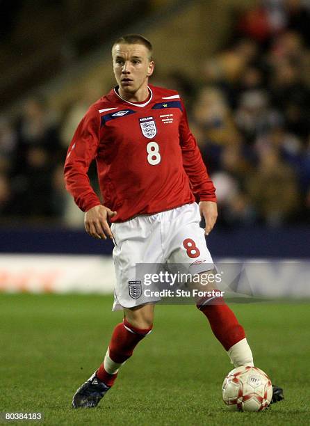 England player Jamie O'Hara runs with the ball during the Under-21 International Friendly between England and Poland at Molineux on March 25, 2008 in...