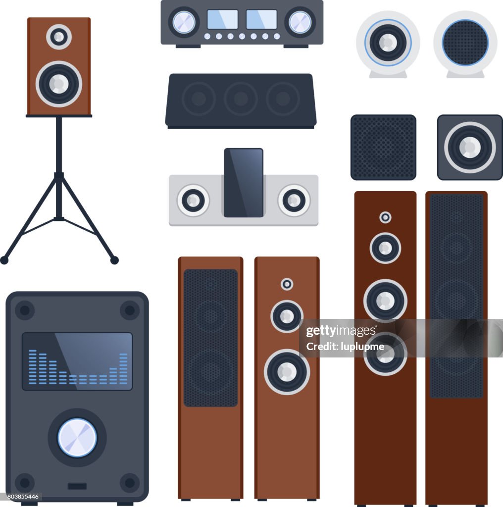 Home Sound System Stereo Flat Vector Music Loudspeakers Player ...