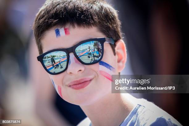 Child takes advantage of the Olympic Day to do sport on June 23, 2017 in Paris, France. On 23 and 24 June, Paris is transformed into an Olympic park...