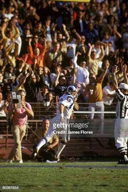 Wide receiver Lance Rentzel of the Los Angeles Rams runs upfield with a reception against the New Orleans Saints at the Los Angeles Memorial Coliseum...
