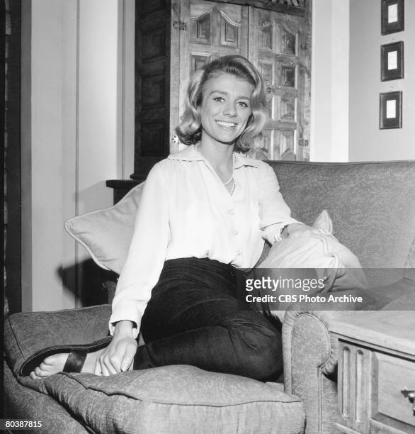 Portrait of Swedish actress Inger Stevens on the set of an episode of 'The Alfred Hitchcock Hour' entitled 'Forecast: Low Clouds and Coastal Fog,'...