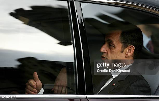 French President Nicolas Sarkozy leaves after visiting Westminster Abbey to lay a wreath at the Tomb of the Unknown Soldier on March 26, 2008 in...