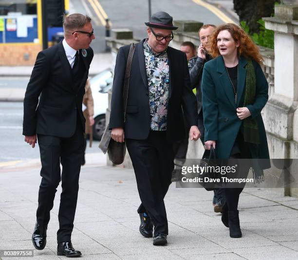 Coronation Street Actors Antony Cotton and Jennie McAlpine arrive for the funeral of Martyn Hett at Stockport Town Hall on June 30, 2017 in...