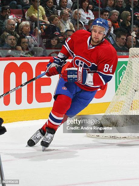 Guillaume Latendresse of the Montreal Canadiens skates against the St. Louis Blues at the Bell Centre on March 18, 2008 in Montreal, Quebec, Canada.