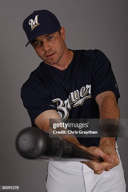 Vinny Rottino poses for a photo during the Milwaukee Brewers Spring Training Photo Day at Maryvale Baseball Park on February 26, 2008 in Maryvale,...