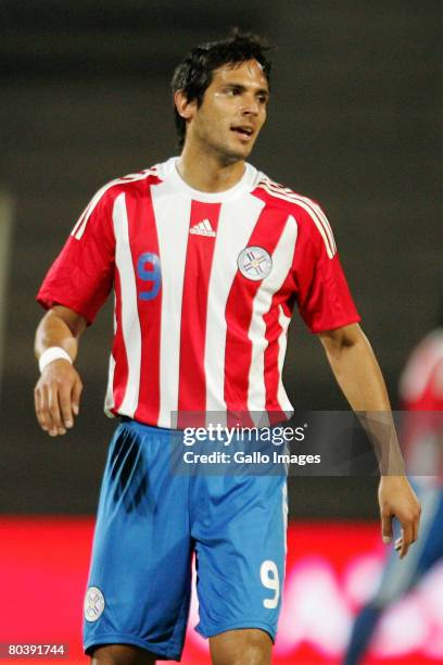 Roque Santa Cruz of Paraguay in action during the International Friendly match between South Africa and Paraguay held at Super Stadium on March 26,...