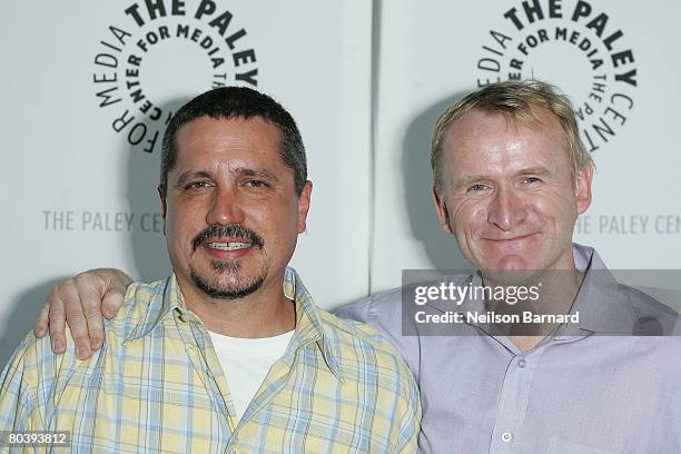 Producer Rob Bowman and actor Dean Haglund arrive at the Paley Center for Media's 25th annual Paley Television Festival at the Arclight Cinema March...