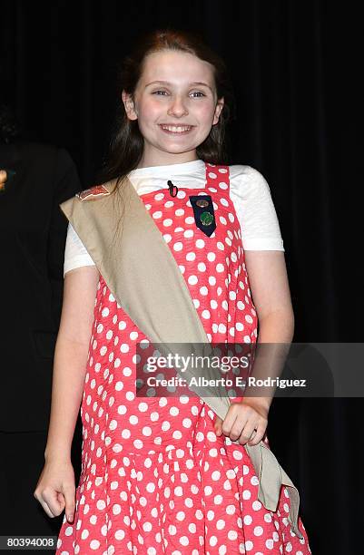 Actress Abigail Breslin attends a ceremony inducting her into the Girl Scouts of the USA held at 20th Century Fox Studios on March 26, 2008 in Los...