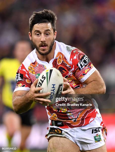 Ben Hunt of the Broncos in action during the round 17 NRL match between the Brisbane Broncos and the Melbourne Storm at Suncorp Stadium on June 30,...