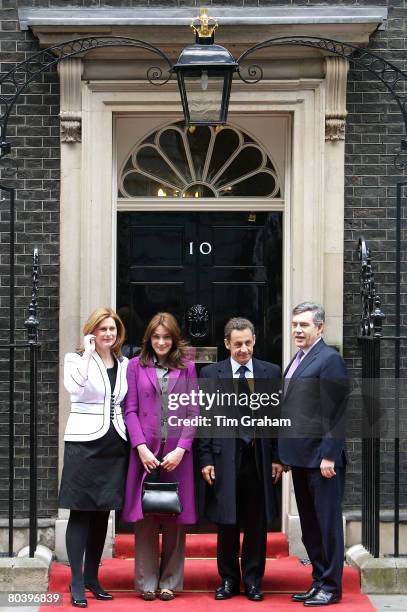 French President Nicolas Sarkozy and his wife, First Lady of France Madame Carla Bruni-Sarkozy visit Prime Minister Gordon Brown and his wife Sarah...