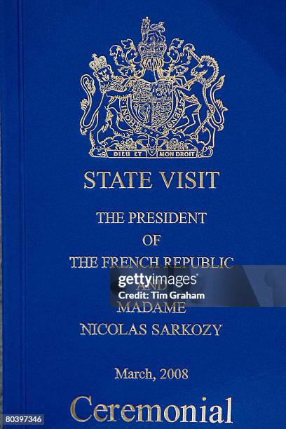 Programme of events for the second day of the State Visit of French President Nicolas Sarkozy and his wife Carla Bruni-Sarkozy on March 27, 2008 in...