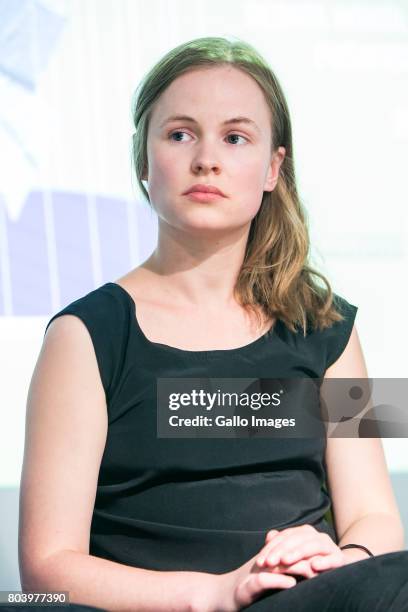 Author of the report; Annabelle Chapman participates in the debate about freedom of the media in Poland on June 29, 2017 in Warsaw, Poland. The...