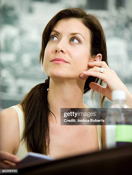 Actress Kate Walsh looks up as he speaks to teen peer educators, health education experts, and Planned Parenthood doctors at the "Stand Up For Real...