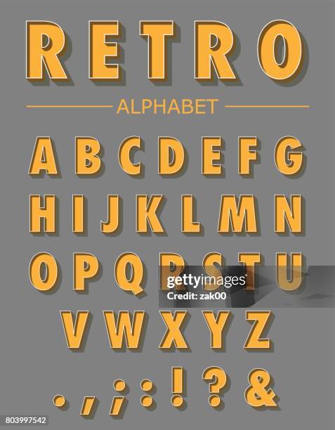 graphic retro letters set - alphabetical order stock illustrations