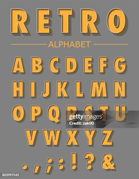 graphic retro letters set - 3d typography stock illustrations