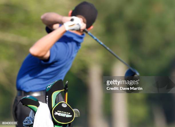 The new Nickent interchangeable shafts are pictured in the bag of Nationwide Tour player Dave Mathis as he prepares for the first round of the 2008...
