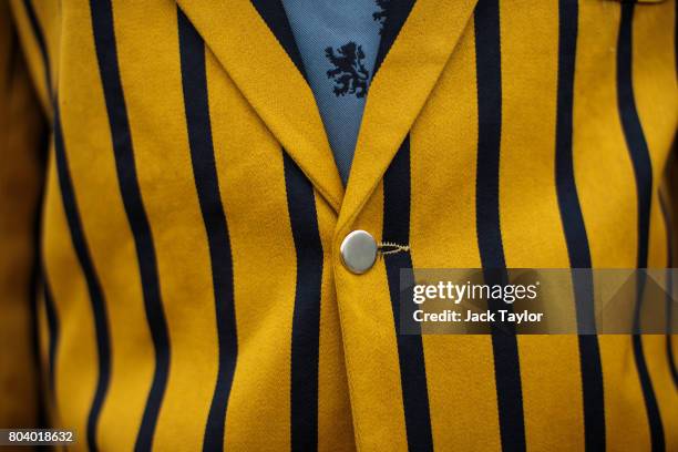 Hampton School Boat Club blazer is worn at the Henley Regatta on June 30, 2017 in Henley-on-Thames, England. The five day Henley Royal Regatta is now...