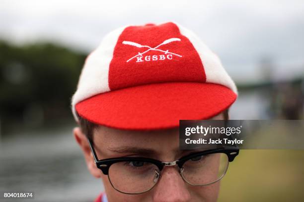 Kingston Grammar School Boat Club cap is worn at the Henley Regatta on June 30, 2017 in Henley-on-Thames, England. The five day Henley Royal Regatta...