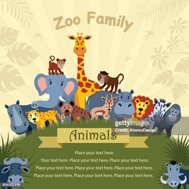 cartoon animals poster - spider monkey stock illustrations