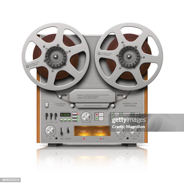 reel-to-reel audio tape recorder - vintage turntable stock illustrations