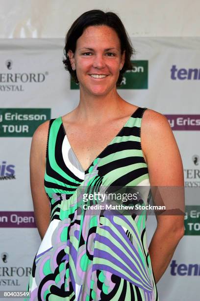 Lindsay Davenport arrives for an awards ceremony during day four of the Sony Ericsson Open at the Crandon Park Tennis Center on March 27, 2008 in Key...
