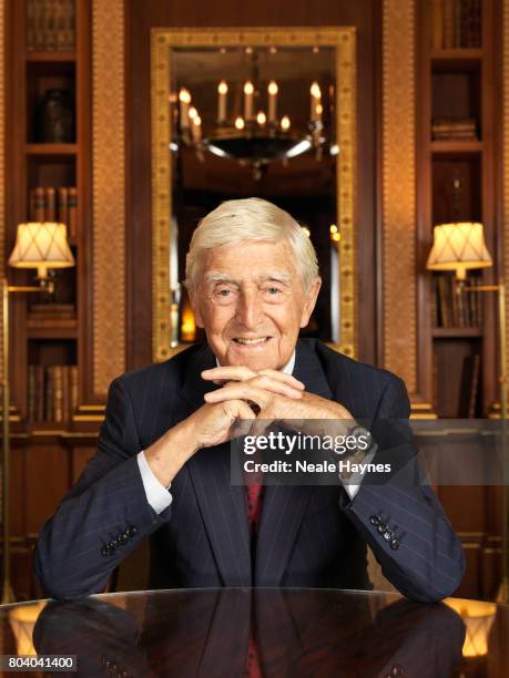 Broadcaster and tv presenter Michael Parkinson is photographed for Daily Mail on May 10, 2017 in London, England.