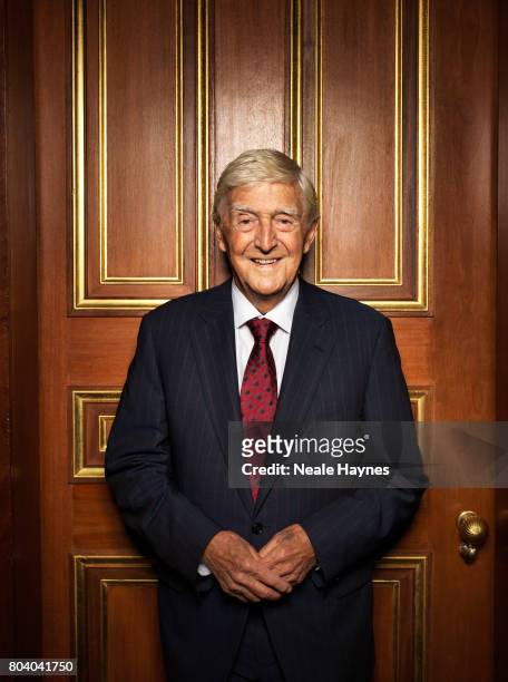 Broadcaster and tv presenter Michael Parkinson is photographed for Daily Mail on May 10, 2017 in London, England.